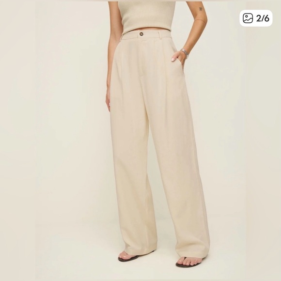 Reformation Mason Pants in Oyster - 6 Petites 6P - Picture 2 of 8